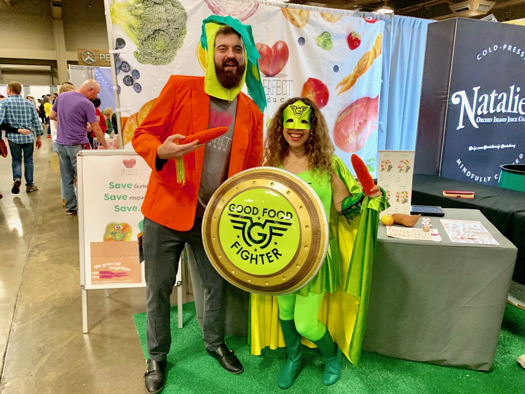 Good Food Fighter at a public expo booth engaging attendees